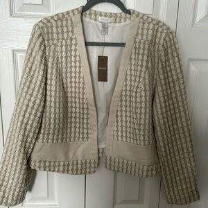 Chicos blazer size 3, tonal tweed cream, ecru and silver